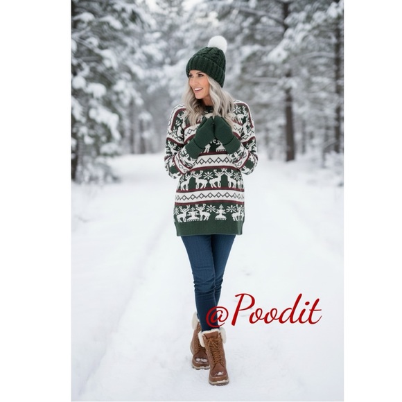 And The Why Sweaters - AND THE WHY Reindeer print holiday plus size sweater combo sz 1X/2X and 2X/3X